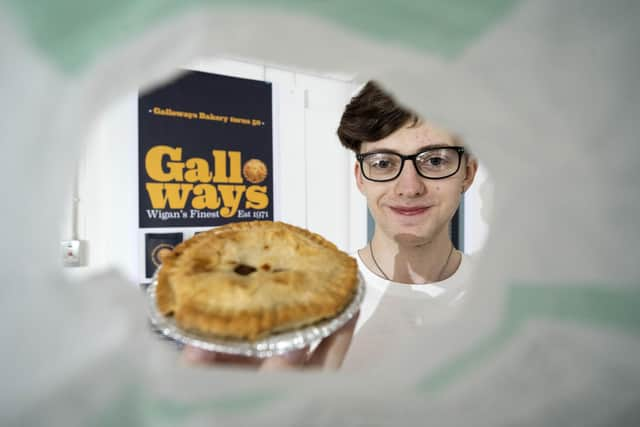 UCLan graphic design student Nathan Jones with his Galloways Bakers re-brand project.