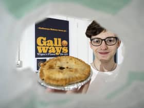 UCLan graphic design student Nathan Jones with his Galloways Bakers re-brand project.