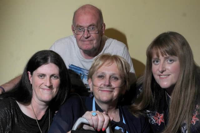 Louise, left, Jenny, right,  with their mum Anne and husband Thomas, who are fundraising and raising awareness of the disease and the charity Action for Pulmonary Fibrosis.