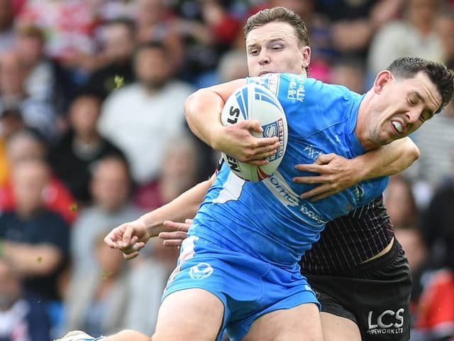 Jai Field produced a try-saving tackle on Matt Whitley at Magic Weekend