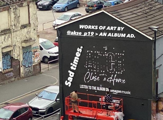 The mural was painted over to promote Aitch's new album