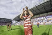 Wigan's Toby King thanks the fans after semi-final victory over Hull KR