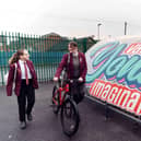 Pupils with the new artwork at Dean Trust Rose Bridge
