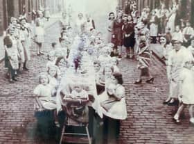 A Queen's coronation street party held in Albert Street, Ince, in 1953