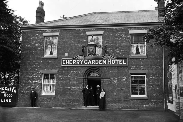 The Cherry Garden Hotel on Wigan Lane with the name of James Norris over the door around the turn of the 20th century. 