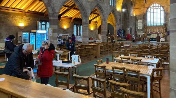 Inside the food pantry at St Stephen's Church in Wigan