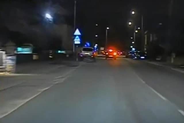A still image from the footage of the police chase