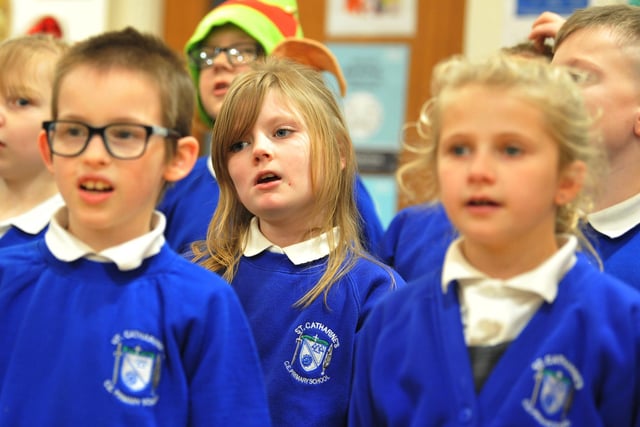 St Catharine's School Choir sing Christmas songs and carols.