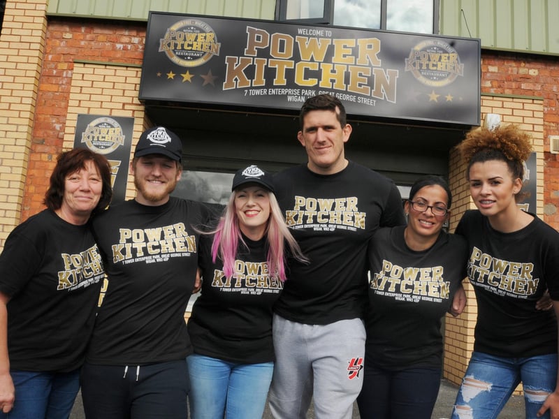 MMA fighter, trainer and coach Tom Blackledge was opening a healthy fast food restaurant, Power Kitchen, with wife Stella, off Great George Street, Wigan, Staff, from left, Yvonne Murphy, Daniel Every, Stella Blackledge, Tom Blackledge, Navia Colquhoun and Renee Colquhoun