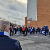 Some of the supporters who welcomed the Latics players to the stadium on Saturday