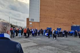 Some of the supporters who welcomed the Latics players to the stadium on Saturday