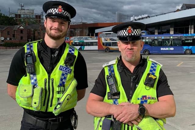 Wigan officers taking part in Operation Avro at Wigan bus interchange