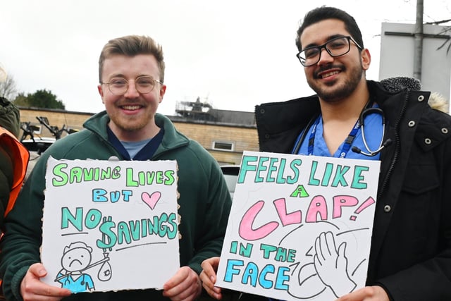 Junior doctors with placards