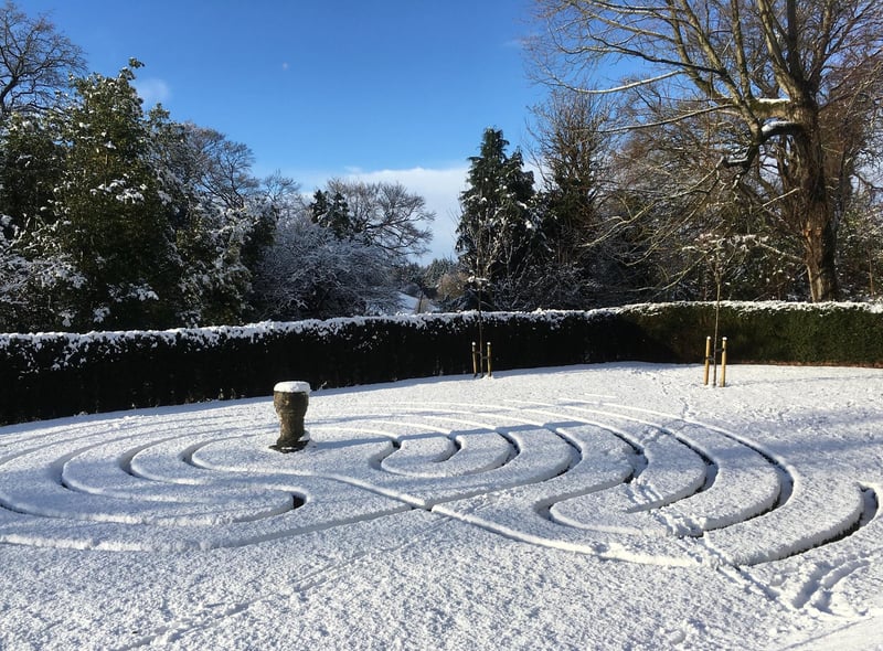 The Castlebank Park Labyrinth opened just in time to be dusted in snow for its first visitors.