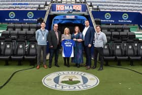 Breath for Healing are already in the sponsorship game and they haven't launched yet. Left to right: Bradleigh Cregeen (Wigan Athletic commercial executive), Martin Halliwell (BH Director), Carrie Kennedy (BH marketing), Claire Halliwell (BH therapist) and Zach Spicer (Wigan Athletic commercial executive)
