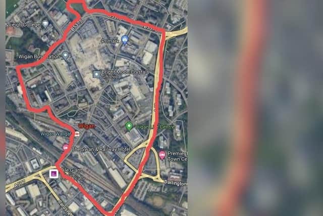 The area of Wigan town centre covered by the dispersal order