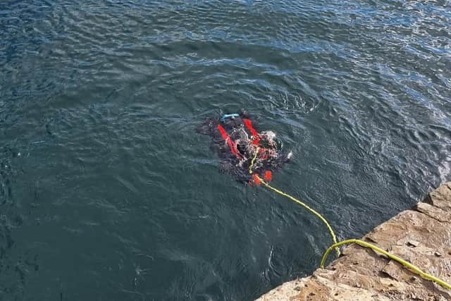 The underwater drone in use at East Quarry