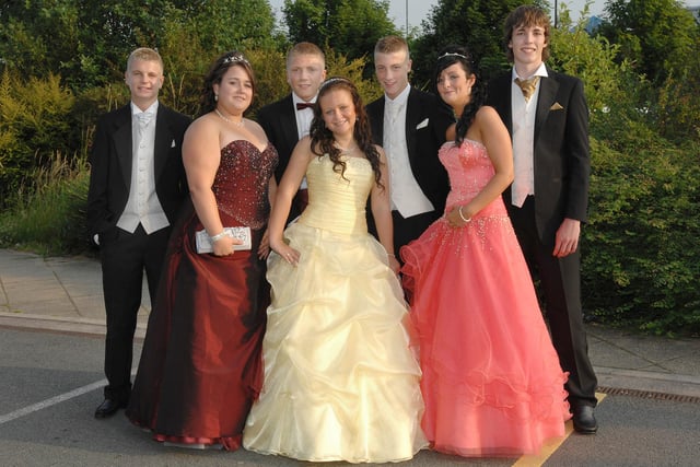 Abraham Guest High School Leavers' Ball, JJB Stadium.
from left, Jordan Dowling, Hannah Murrell, Josh Peet, Abbie Moorcroft, Connor Holmes, Zoey Clough and Andrew Riley.