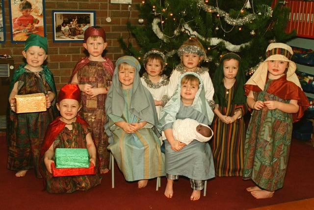 AWAY IN A MANGER: Douglas Valley Nursery in Turner Street, Wigan, was the scene of the Nativity enacted by these youngsters at the pre-school playgroup, 1996