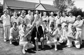 Dalton Cricket Club Life Member Joe Flaherty is given a guard of honour by Dalton captain Arthur Ball and Eccleston captain Tom Taylor after officially opening the club's new pavillion on Sunday 29th of May 1988.  The teams competing played in the first match at Dalton in 1888.