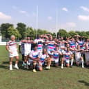 The JJ Legends do the Joining Jack salute at the Dubai 7s