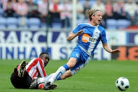 Ronnie Stam in action for Latics against Sunderland in September 2010