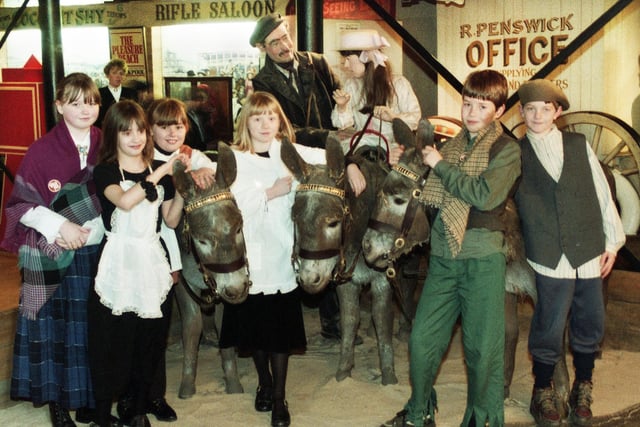 Wigan school pupils in The Way We Were centre at Wigan Pier on Wednesday 13th of March 1996 to celebrate the 10th anniversary of the opening of the complex.