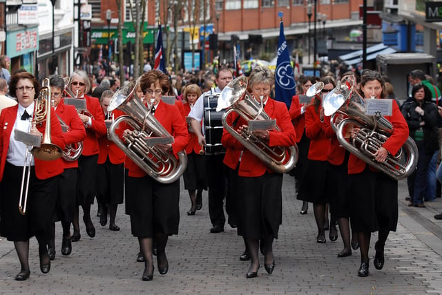 Wigan St George's Day Parade 2010:  The Trinity Girls Brass Band
