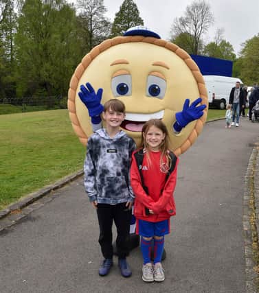 Mascot Crusty the Pie meets some young fans
