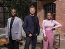 From left, Stuart Douglas, George Clarke and Scarlette Douglas were Flipping Fast on Channel 4 this week