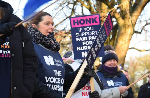 Nurses on the picket line outside Wigan Infirmary