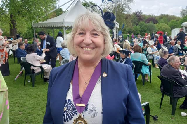 Coun Marie Morgan at the Royal Garden Party