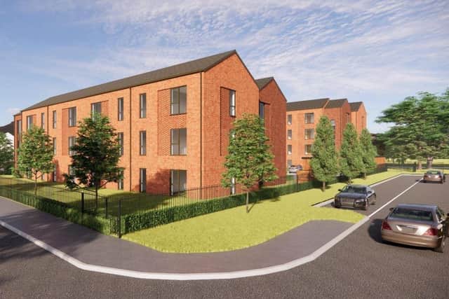 Homes in Logwood Place, Worsley Hall, was hit by fire several years ago. This is the proposed replacement