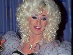 Paul O'Grady dressed as his drag queen alter ago Lily Savage at the National Television Awards at the Royal Albert Hall in London on October 8, 1997.