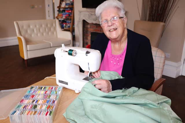 Lakeside Care Home Resident, Marion Derbyshire has plenty of experience with a sewing machine