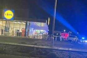 Emergency services outside the Lidl store in Beech Hill