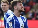 Callum Lang celebrates his second goal