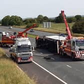 Recovery is still ongoing after a lorry overturned on M6 between Preston and Lancaster at 2.30am (June 17)