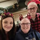 Derrick Cunliffe (centre) pictured with daughter Terri Morris and her husband Ben at a family Christmas