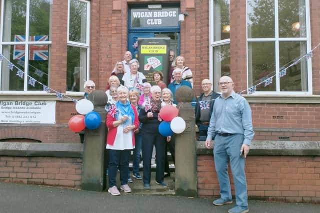 Wigan Bridge Club members outside HQ