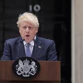 Prime Minister Boris Johnson reads a statement outside 10 Downing Street, London, formally resigning as Conservative Party leader. Picture credit: PA