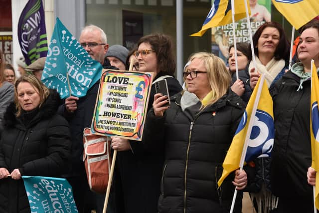 Workers at last month's rally in Wigan town centre