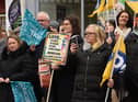 Workers at last month's rally in Wigan town centre