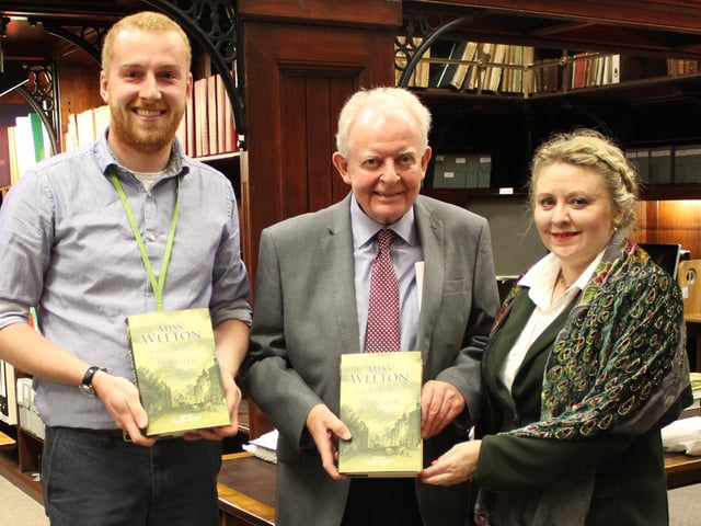 Archivist Alex Miller, author Alan Roby and historian Dr Ruth Symes at the launch of Alan's book about local writer Nelly Weeton