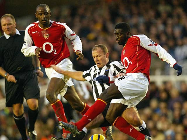 Kolo Toure in action for Arsenal alongside Patrick Vieira