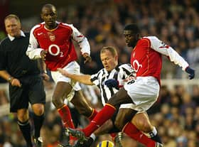 Kolo Toure in action for Arsenal alongside Patrick Vieira