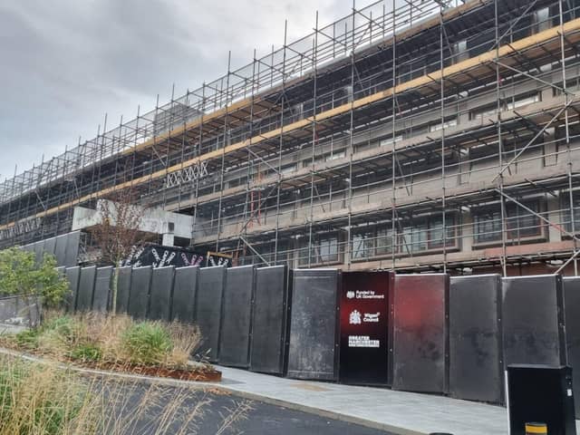 The old Civic Centre is now surrounded by scaffolding for its rebirth.
