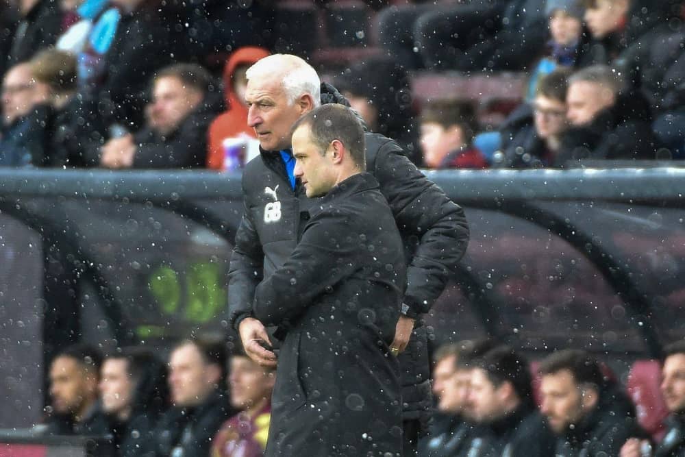 Shaun Maloney with assistant Graham Barrow at Burnley on Saturday
