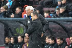 Shaun Maloney with assistant Graham Barrow at Burnley on Saturday