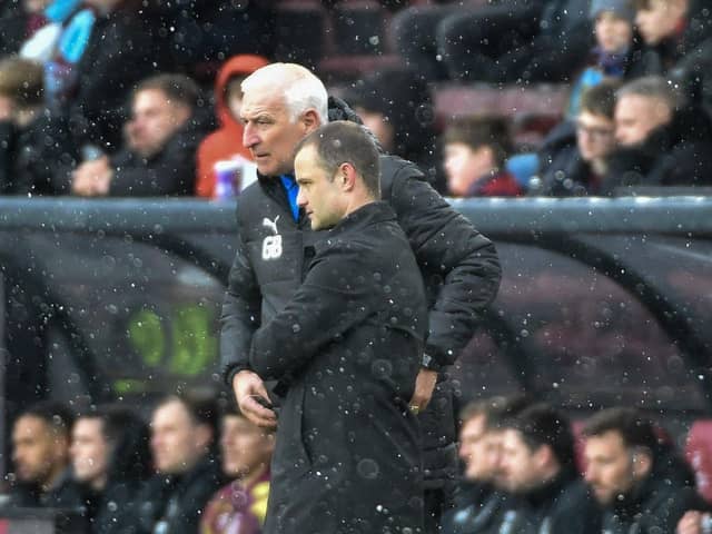 Shaun Maloney with assistant Graham Barrow at Burnley on Saturday